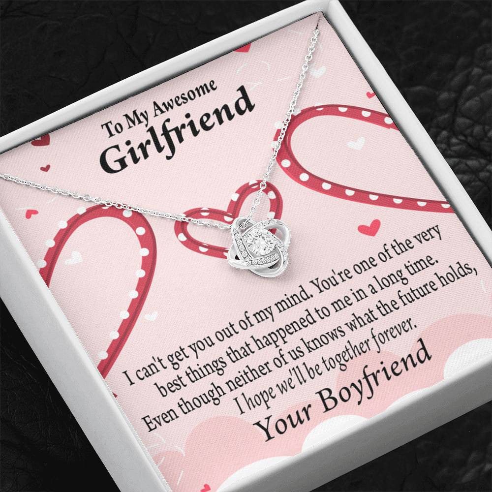 To My Girlfriend We'll Be Together Forever Love Knot Pendant Necklace Stainless Steel W Cz Stone - Luxury Love Knot Necklace Meanful Gift Idea For Her/Him
