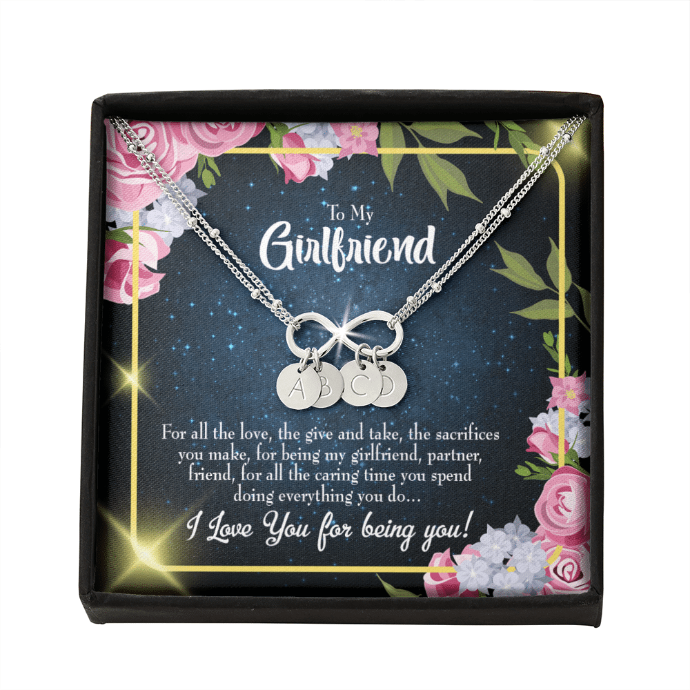 To My Girlfriend Being You Infinity Bracelet With Initial Charms - Infinity Bracelet