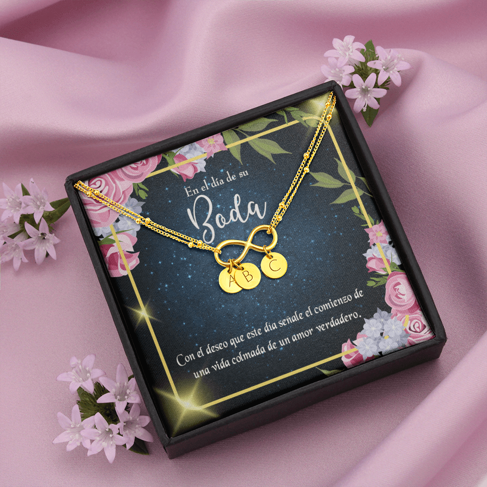 To My Wife En El D�a De Su Boda Infinity Bracelet With Initial Charms - Infinity Bracelet