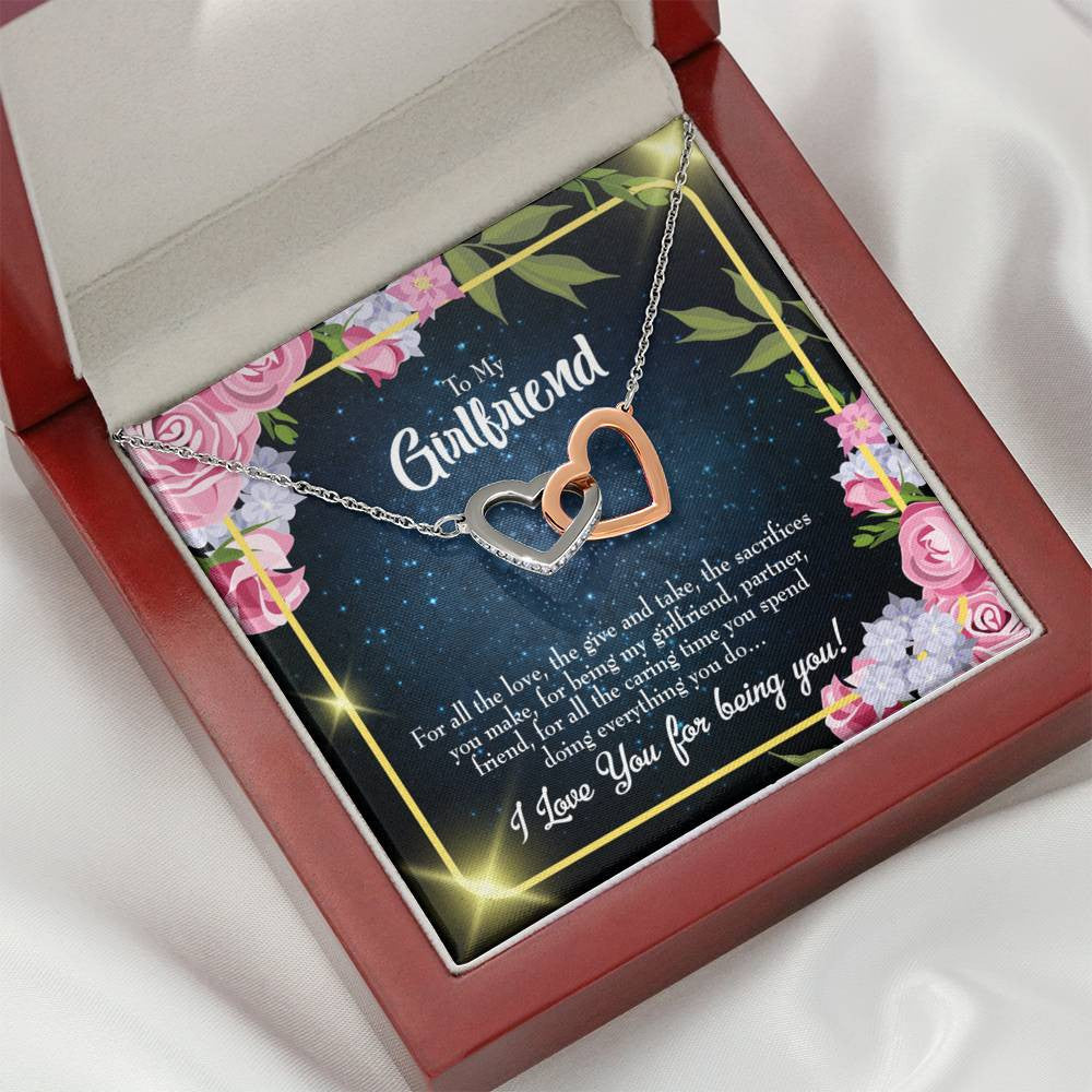 Future Wife Fiance Gift Girlfriend Inseparable Love Pendant 18k Rose Gold Finish 16� Engagement Wedding Gift - Interlocking Hearts Necklace