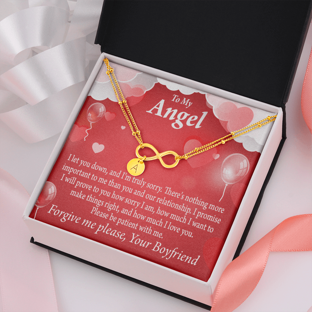 To My Girlfriend Forgive Me Infinity Bracelet With Initial Charms - Infinity Bracelet