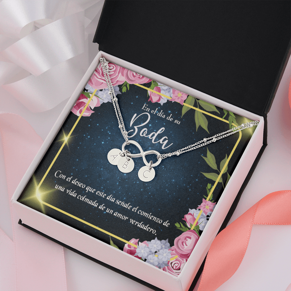 To My Wife En El D�a De Su Boda Infinity Bracelet With Initial Charms - Infinity Bracelet