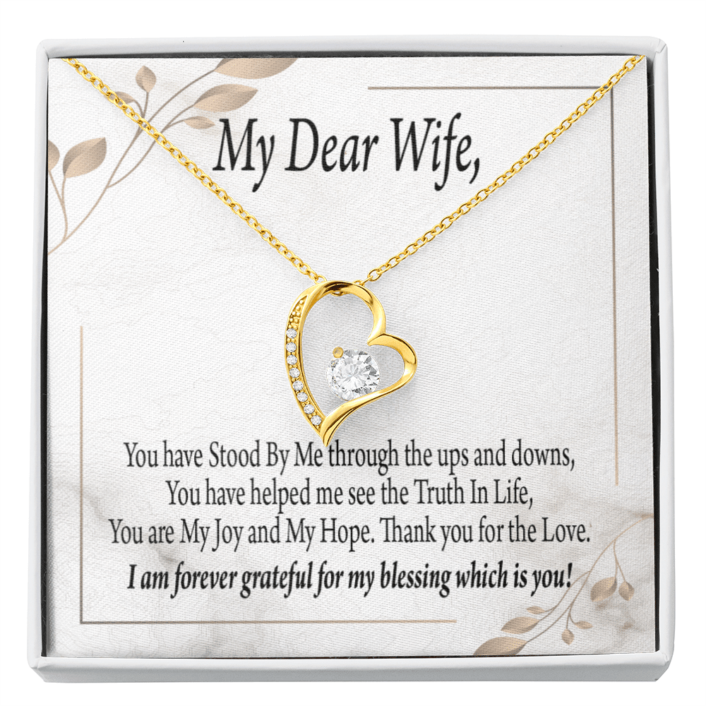 Gift To Wife My Dear Wife Forever Love Necklace Cz Heart Pendant Stainless Steel or 18k Gold - Forever Love Necklace Gift Idea For Woman