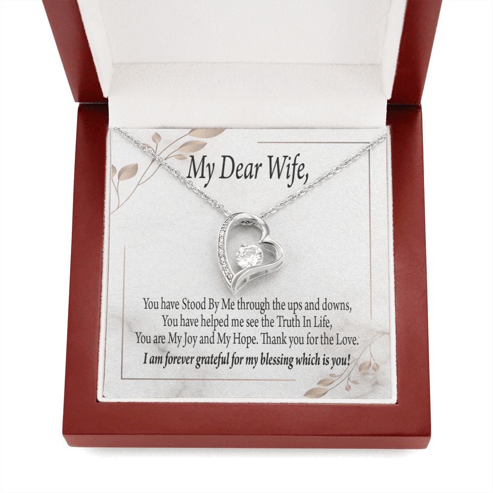 Gift To Wife My Dear Wife Forever Love Necklace Cz Heart Pendant Stainless Steel or 18k Gold - Forever Love Necklace Gift Idea For Woman