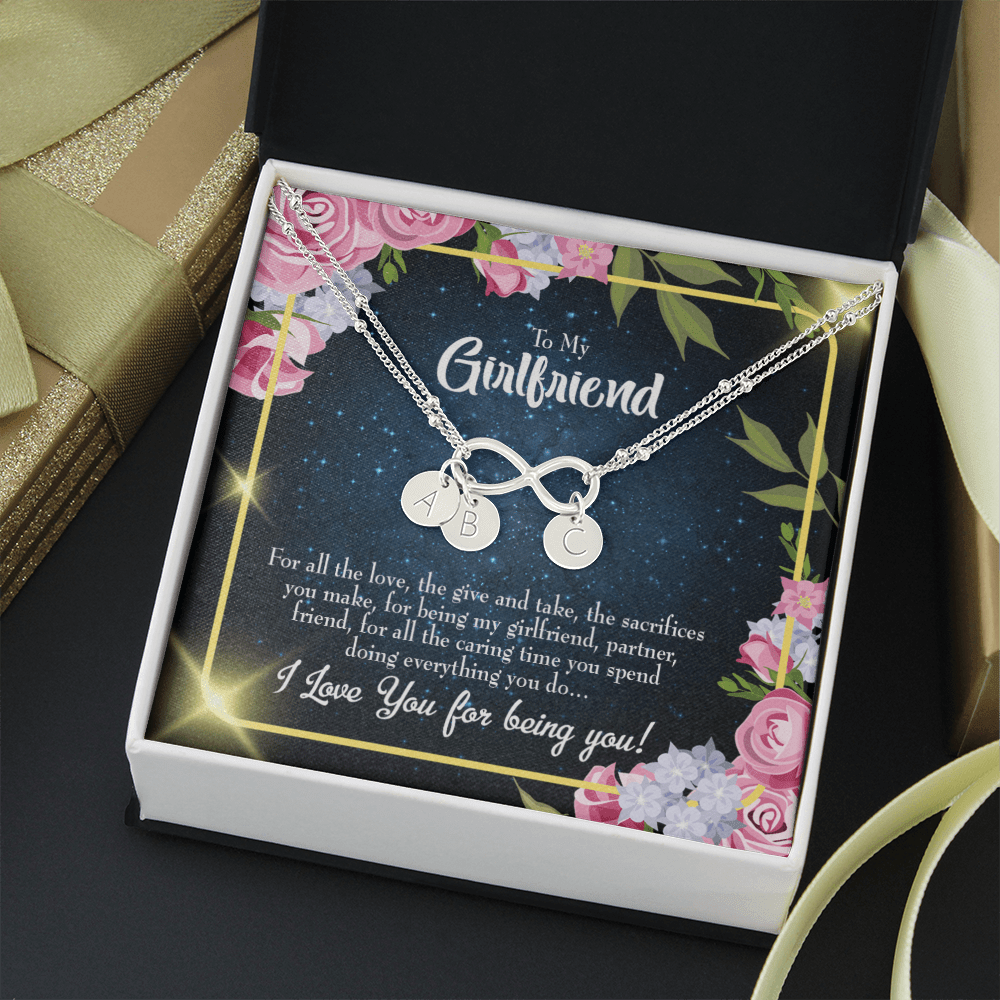 To My Girlfriend Being You Infinity Bracelet With Initial Charms - Infinity Bracelet