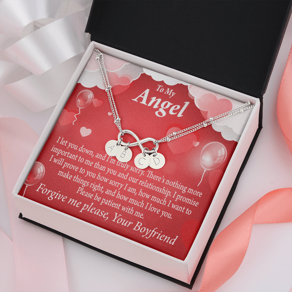 To My Girlfriend Forgive Me Infinity Bracelet With Initial Charms - Infinity Bracelet