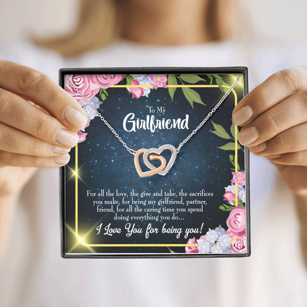Future Wife Fiance Gift Girlfriend Inseparable Love Pendant 18k Rose Gold Finish 16� Engagement Wedding Gift - Interlocking Hearts Necklace