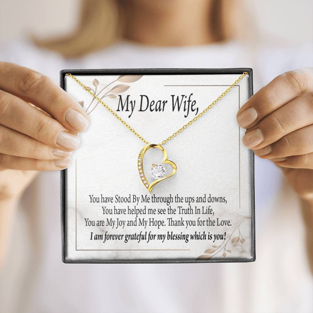 Gift To Wife My Dear Wife Forever Love Necklace Cz Heart Pendant Stainless Steel or 18k Gold - Forever Love Necklace Gift Idea For Woman