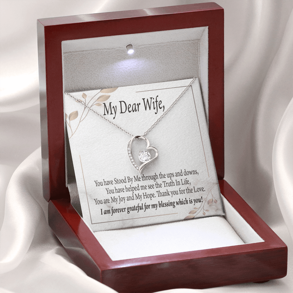 Gift To Wife My Dear Wife Forever Love Necklace Cz Heart Pendant Stainless Steel or 18k Gold - Forever Love Necklace Gift Idea For Woman