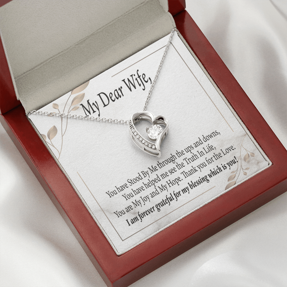 Gift To Wife My Dear Wife Forever Love Necklace Cz Heart Pendant Stainless Steel or 18k Gold - Forever Love Necklace Gift Idea For Woman