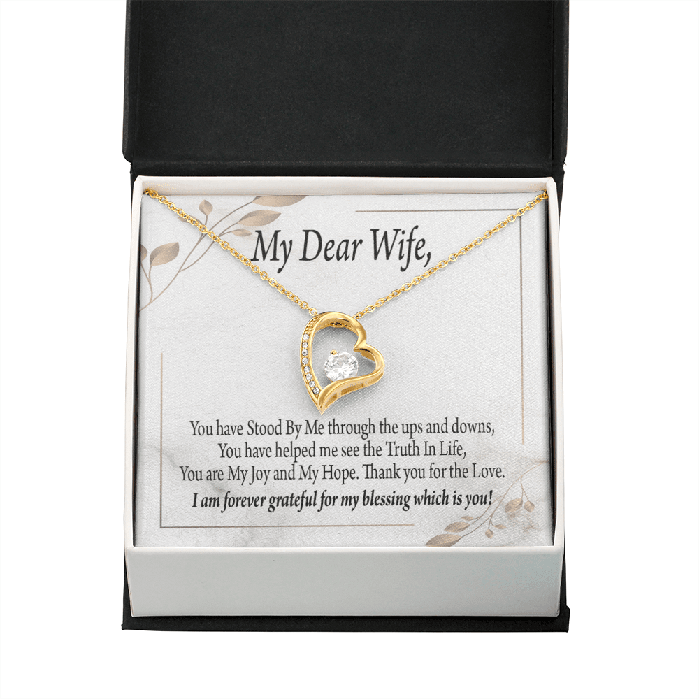 Gift To Wife My Dear Wife Forever Love Necklace Cz Heart Pendant Stainless Steel or 18k Gold - Forever Love Necklace Gift Idea For Woman
