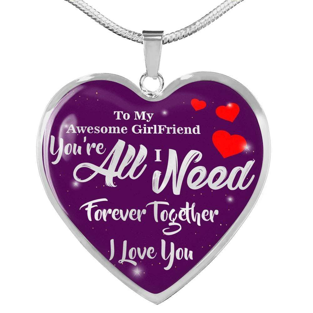 To My Girlfriend Stainless Steel or 18k Gold Heart Pendant Necklace Jewelry Gift - Luxury Heart Pendant Necklace Gift Idea For Her/Him