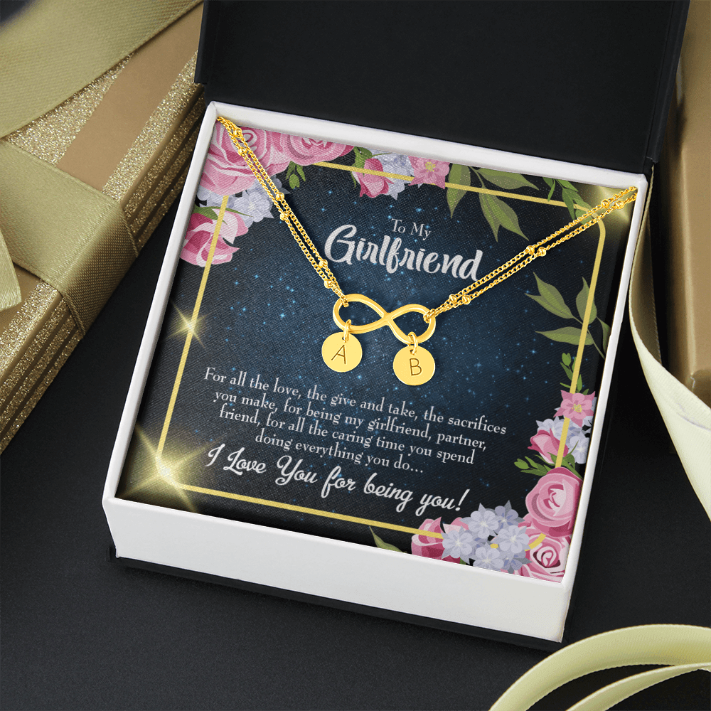 To My Girlfriend Being You Infinity Bracelet With Initial Charms - Infinity Bracelet