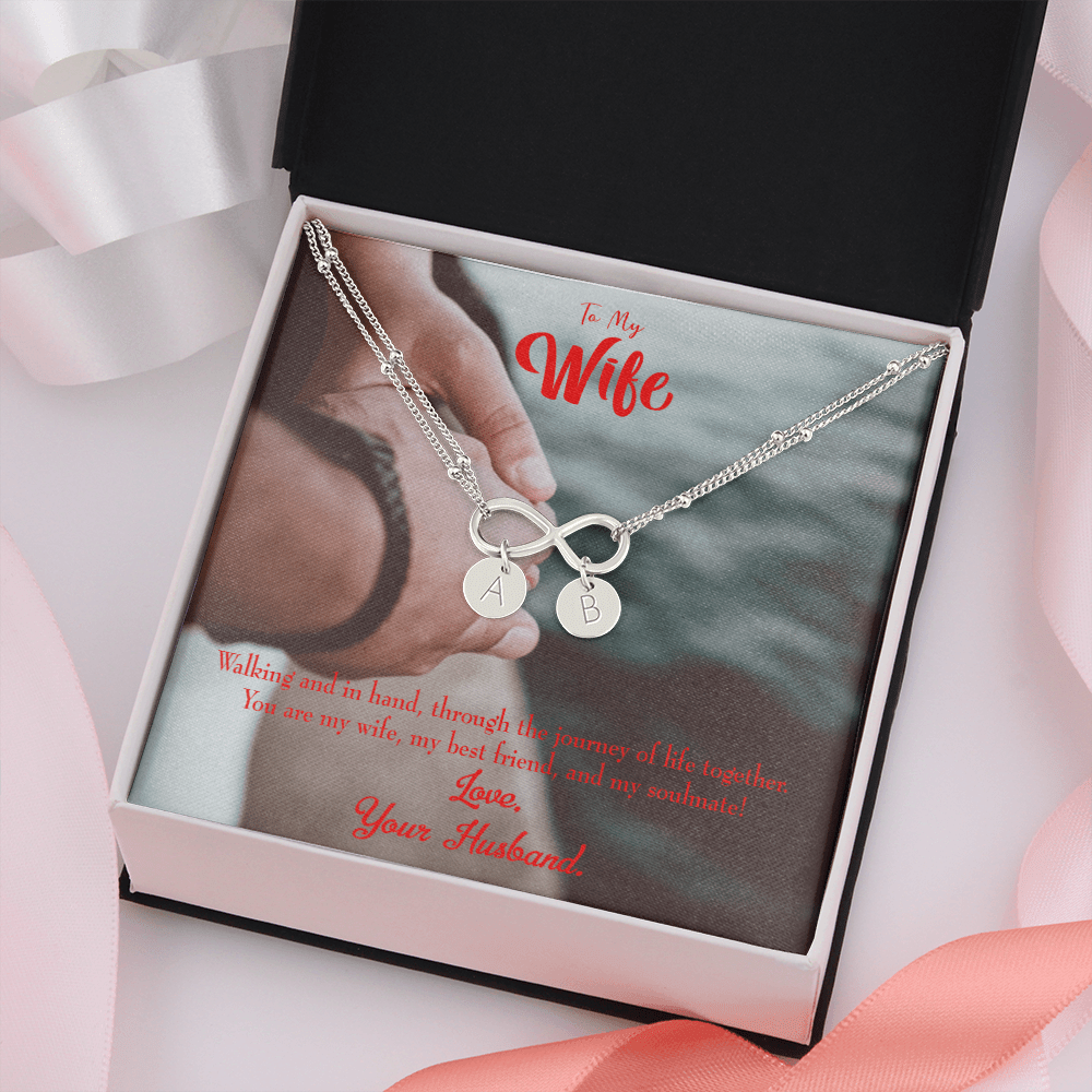 To My Wife To My Soulmate Infinity Bracelet With Initial Charms - Infinity Bracelet