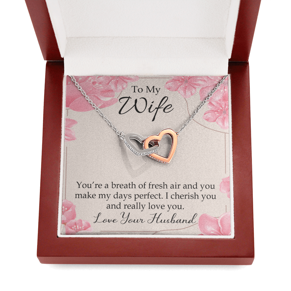 You�Re A Breath Of Fresh Air Gift To Wife Inseparable Necklace Pendant 18k Rose Gold Finish 16� - Interlocking Hearts Necklace