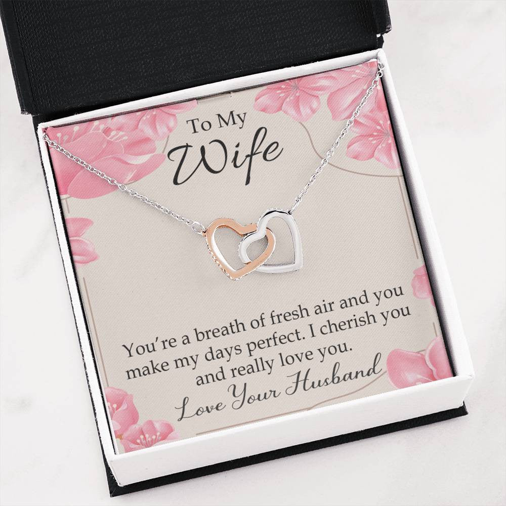 You�Re A Breath Of Fresh Air Gift To Wife Inseparable Necklace Pendant 18k Rose Gold Finish 16� - Interlocking Hearts Necklace