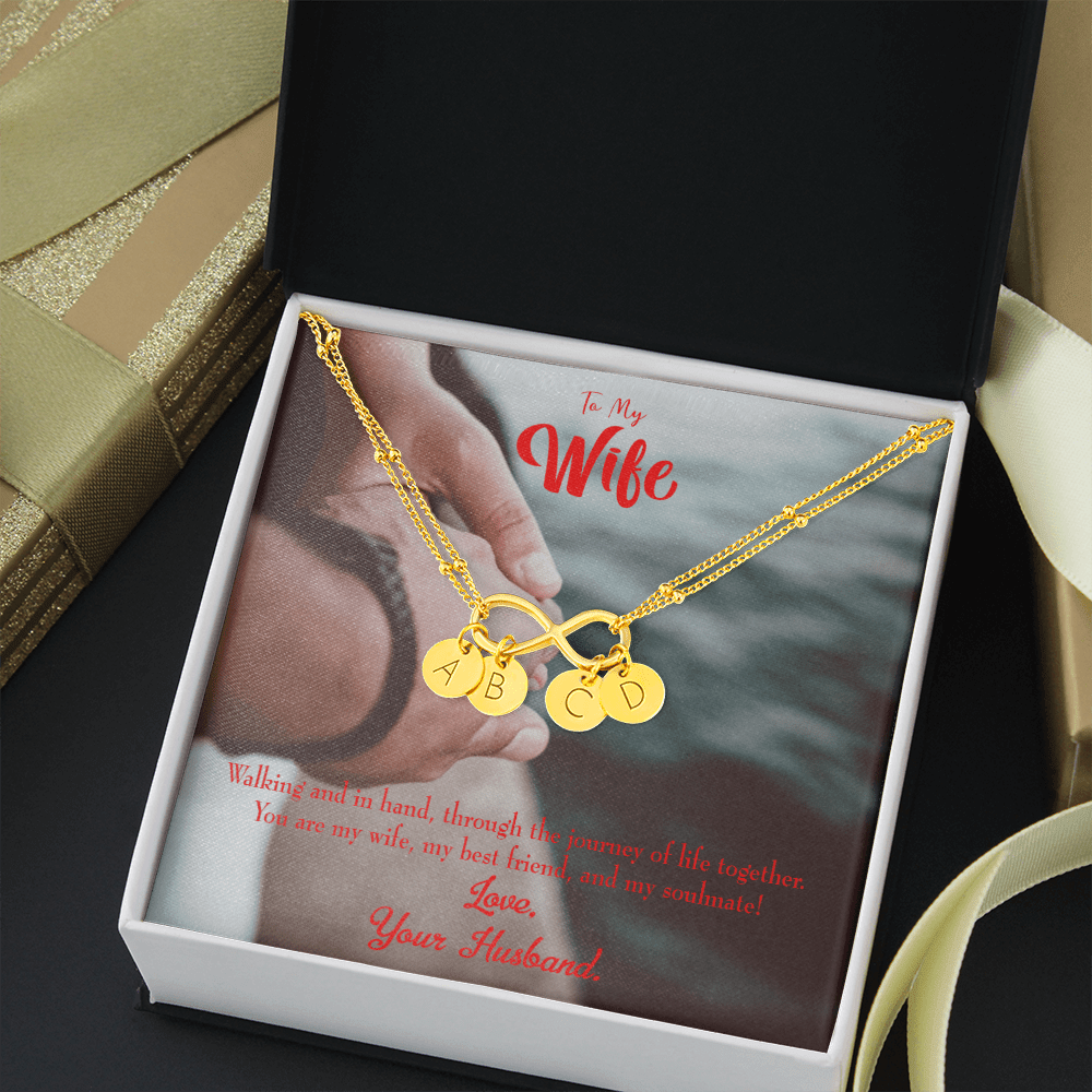 To My Wife To My Soulmate Infinity Bracelet With Initial Charms - Infinity Bracelet