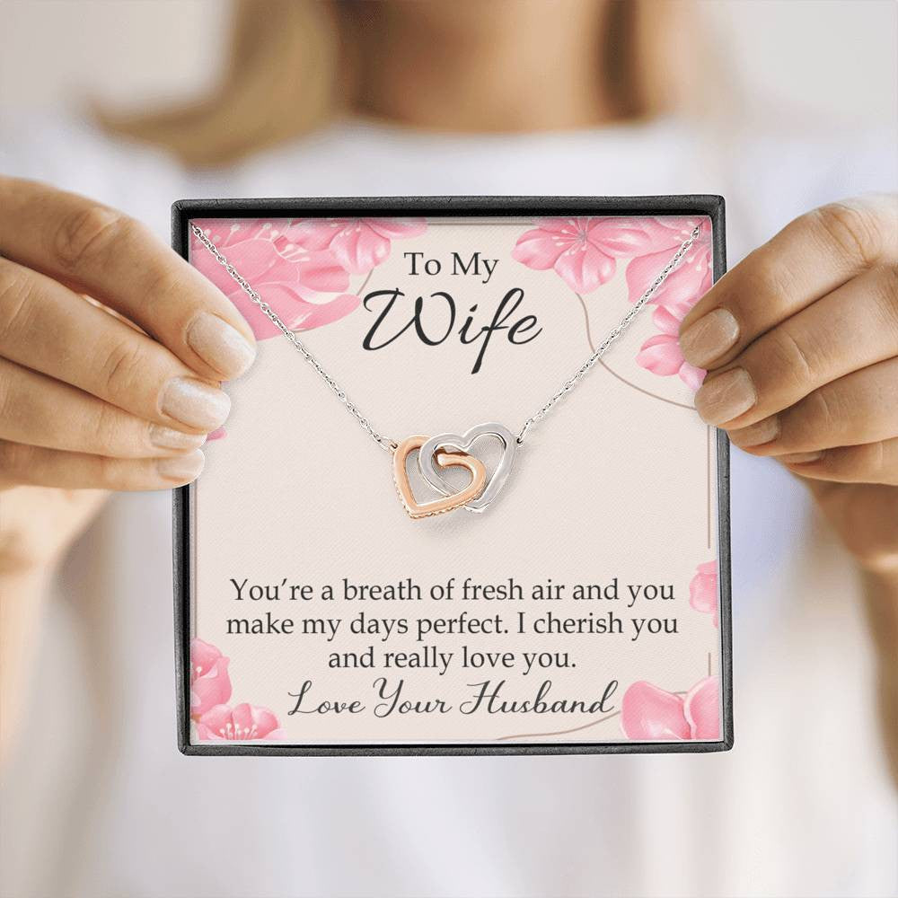You�Re A Breath Of Fresh Air Gift To Wife Inseparable Necklace Pendant 18k Rose Gold Finish 16� - Interlocking Hearts Necklace