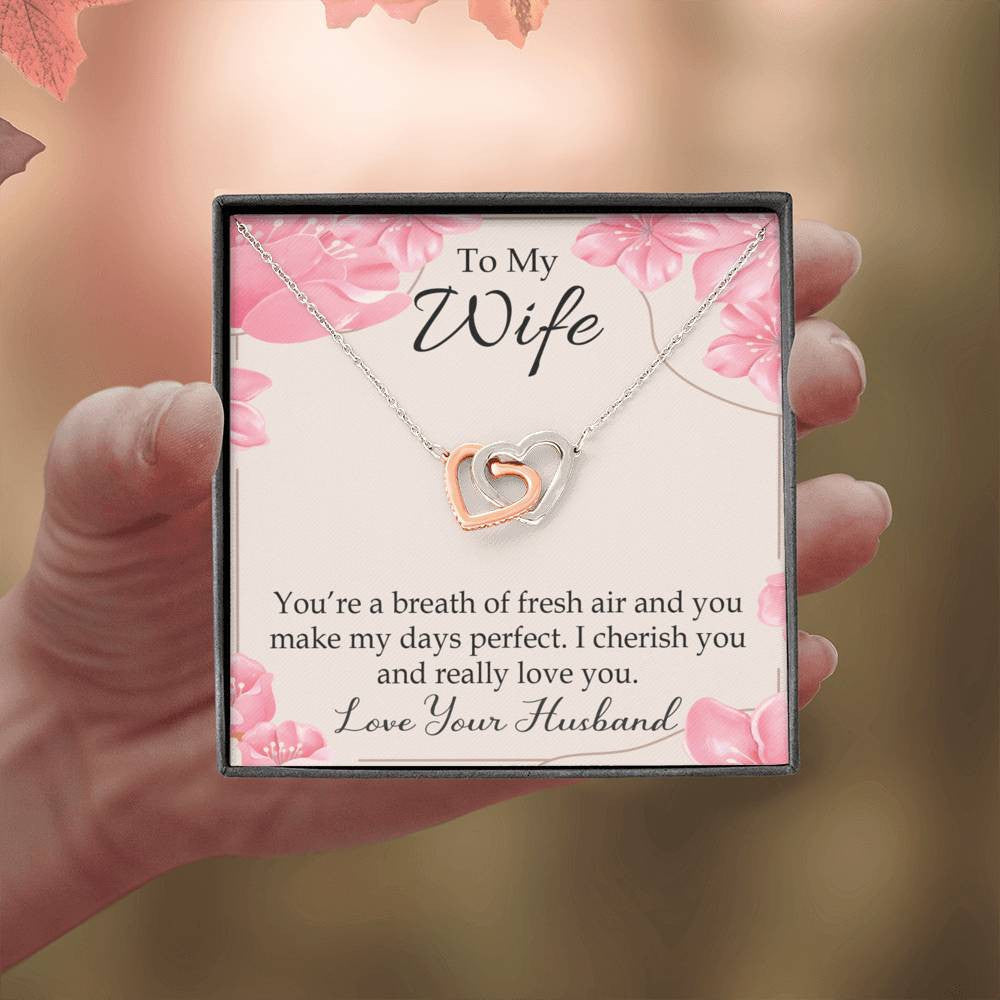 You�Re A Breath Of Fresh Air Gift To Wife Inseparable Necklace Pendant 18k Rose Gold Finish 16� - Interlocking Hearts Necklace