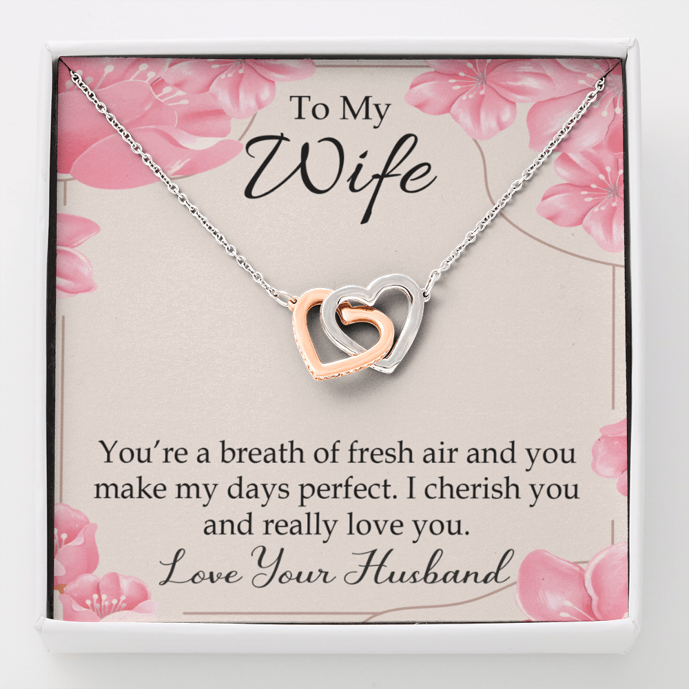 You�Re A Breath Of Fresh Air Gift To Wife Inseparable Necklace Pendant 18k Rose Gold Finish 16� - Interlocking Hearts Necklace