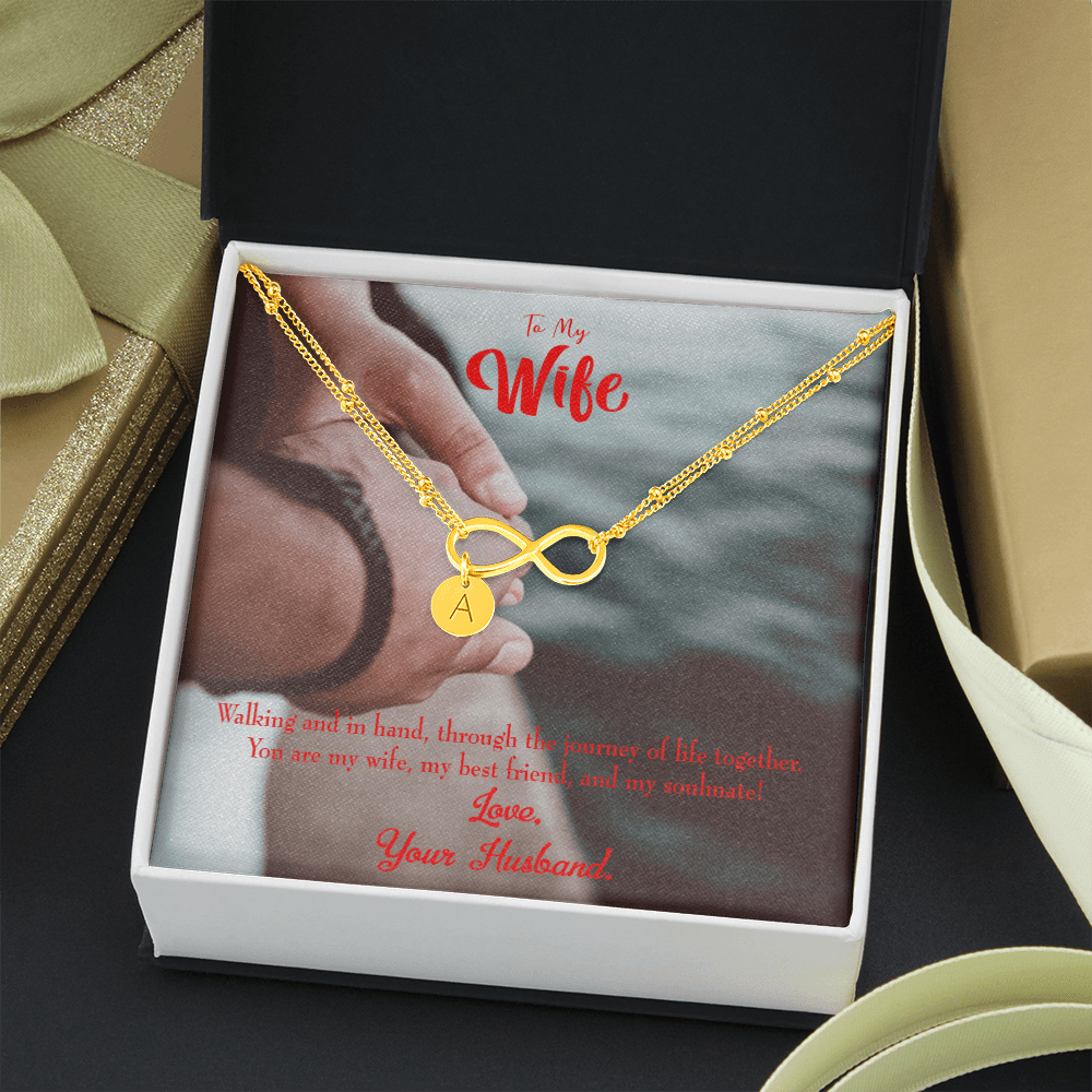 To My Wife To My Soulmate Infinity Bracelet With Initial Charms - Infinity Bracelet