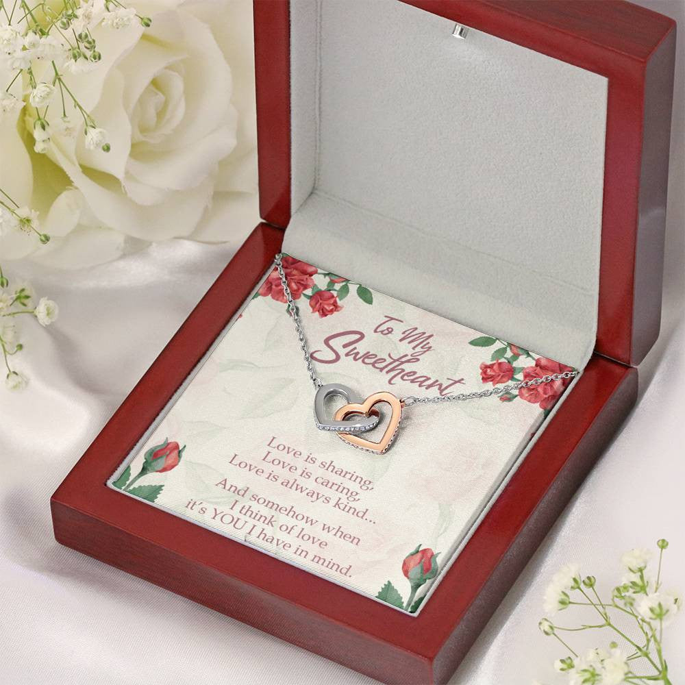 Gift To Wife Girlfriend Love Is You Inseparable Necklace 18k Rose Gold Finish 16� - Interlocking Hearts Necklace