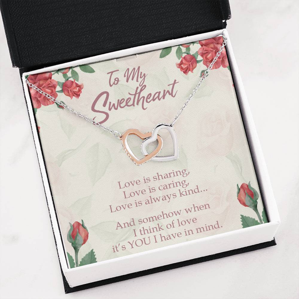 Gift To Wife Girlfriend Love Is You Inseparable Necklace 18k Rose Gold Finish 16� - Interlocking Hearts Necklace
