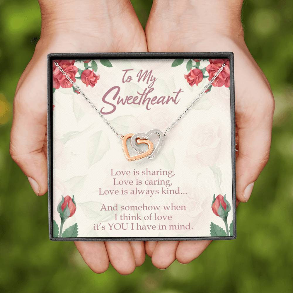 Gift To Wife Girlfriend Love Is You Inseparable Necklace 18k Rose Gold Finish 16� - Interlocking Hearts Necklace