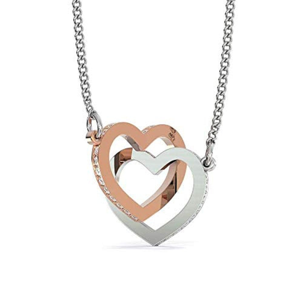 Gift To Wife Girlfriend Love Is You Inseparable Necklace 18k Rose Gold Finish 16� - Interlocking Hearts Necklace