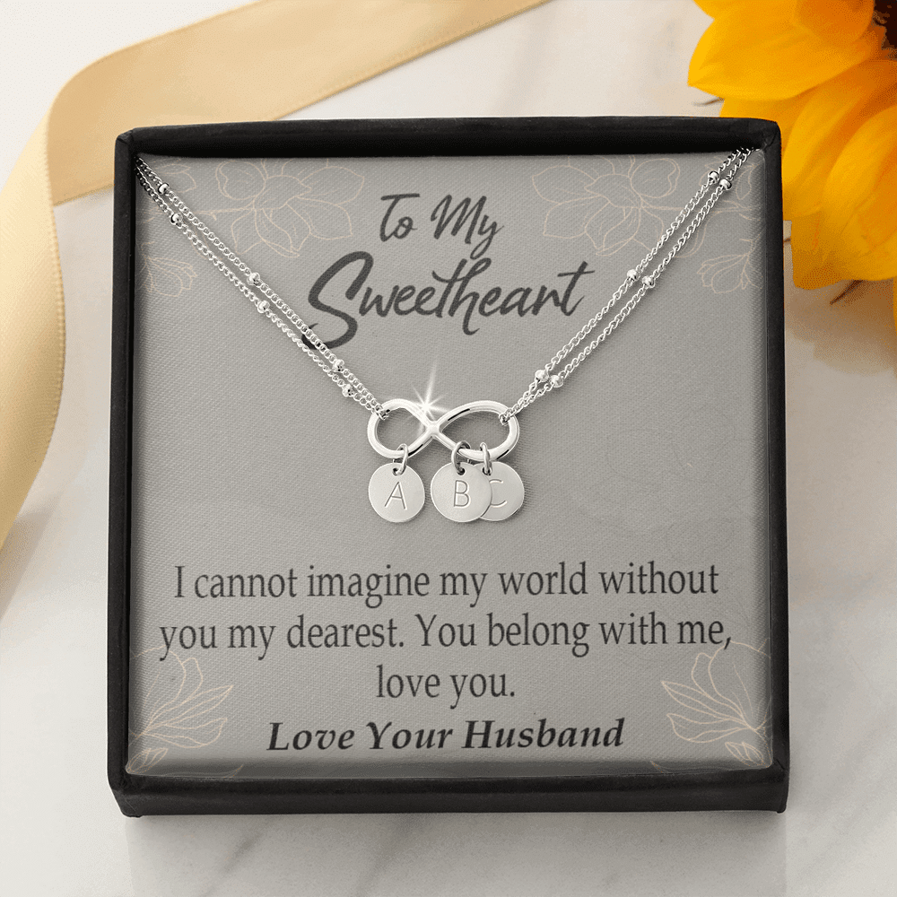 To My Wife You Belong With Me Infinity Bracelet With Initial Charms - Infinity Bracelet