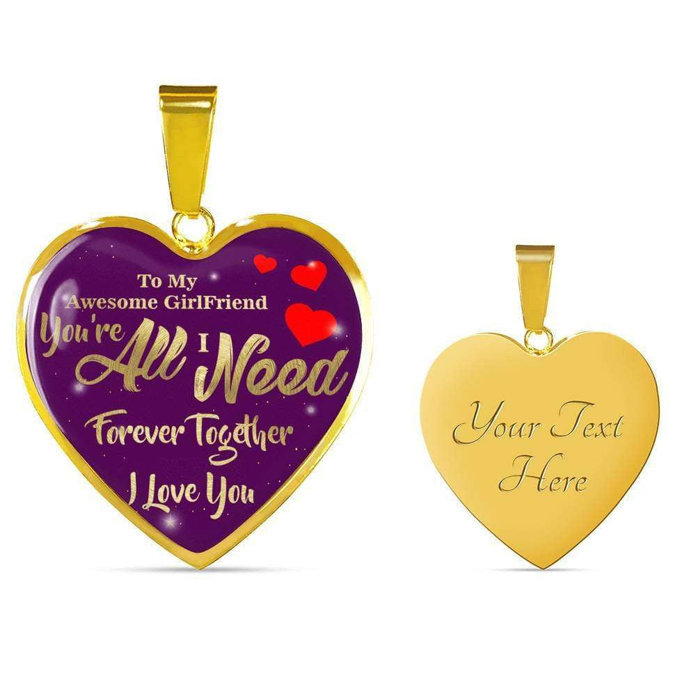 To My Girlfriend Stainless Steel or 18k Gold Heart Pendant Necklace Jewelry Gift - Luxury Heart Pendant Necklace Gift Idea For Her/Him