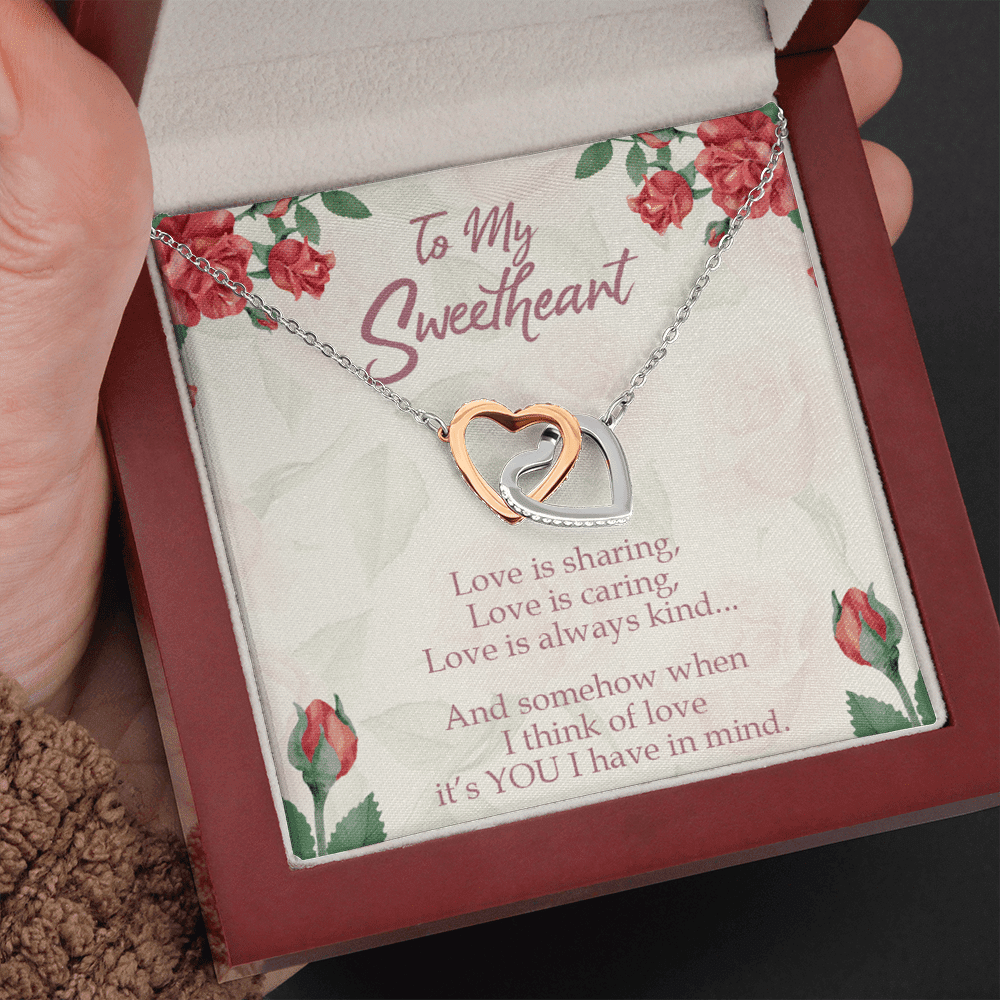 Gift To Wife Girlfriend Love Is You Inseparable Necklace 18k Rose Gold Finish 16� - Interlocking Hearts Necklace