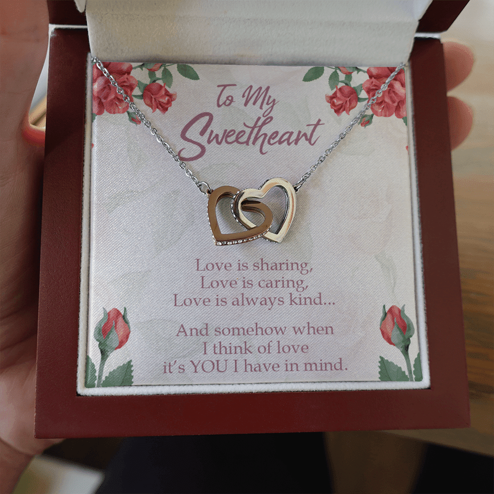 Gift To Wife Girlfriend Love Is You Inseparable Necklace 18k Rose Gold Finish 16� - Interlocking Hearts Necklace