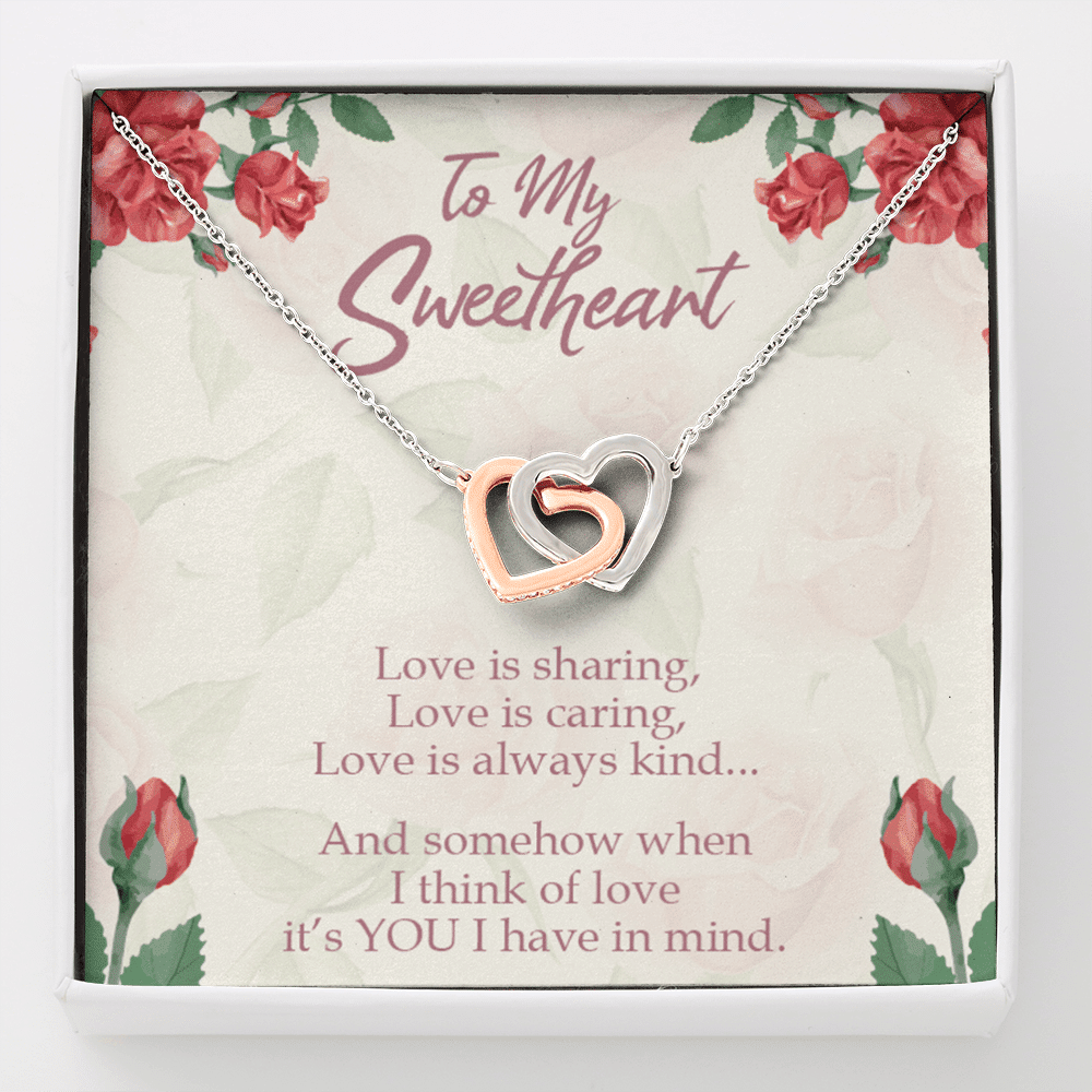 Gift To Wife Girlfriend Love Is You Inseparable Necklace 18k Rose Gold Finish 16� - Interlocking Hearts Necklace