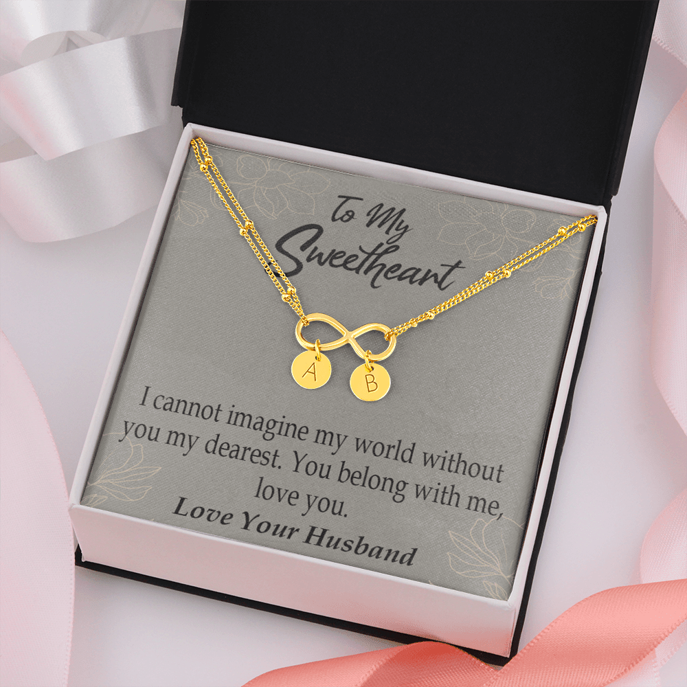 To My Wife You Belong With Me Infinity Bracelet With Initial Charms - Infinity Bracelet