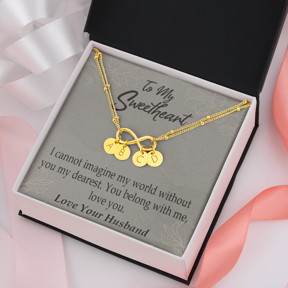 To My Wife You Belong With Me Infinity Bracelet With Initial Charms - Infinity Bracelet