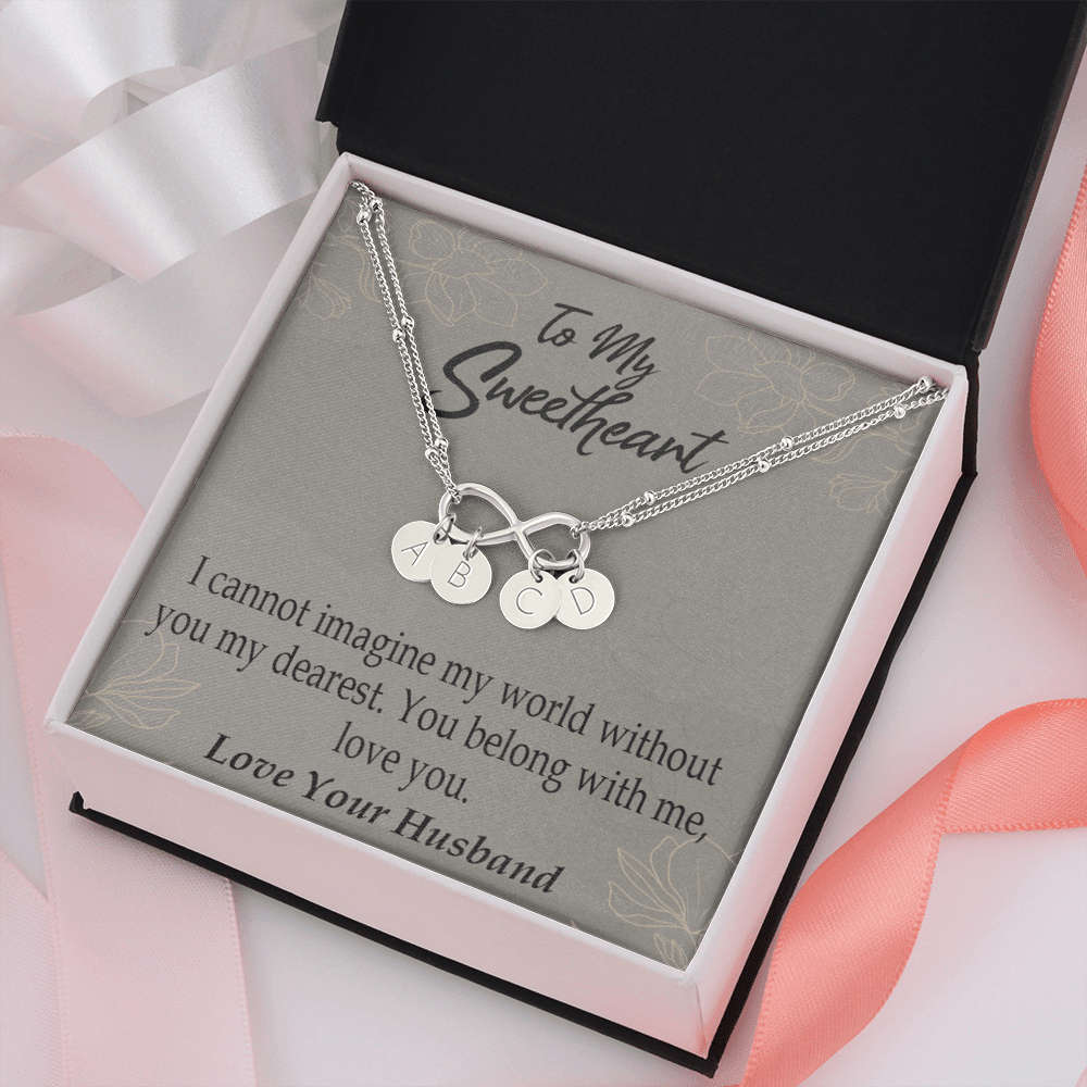 To My Wife You Belong With Me Infinity Bracelet With Initial Charms - Infinity Bracelet