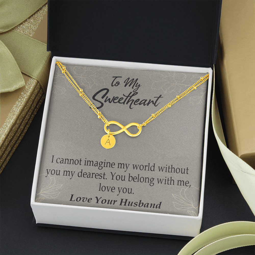 To My Wife You Belong With Me Infinity Bracelet With Initial Charms - Infinity Bracelet