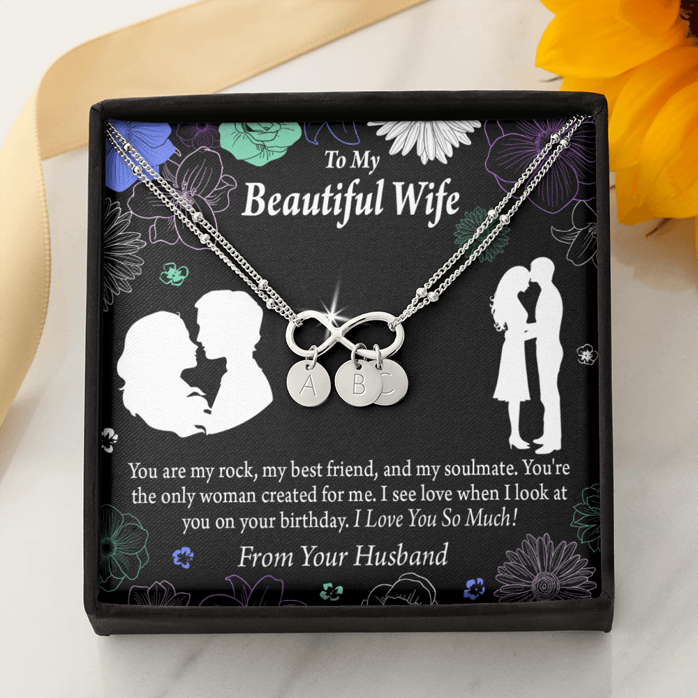 To My Wife My Rock Infinity Bracelet With Initial Charms - Infinity Bracelet