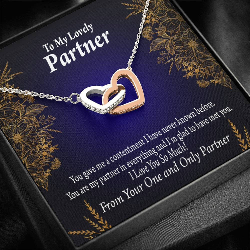 To My Partner In Everything Inseparable Pendant 18k Rose Gold Finish 16� Life Partner Keepsake Card - Interlocking Hearts Necklace