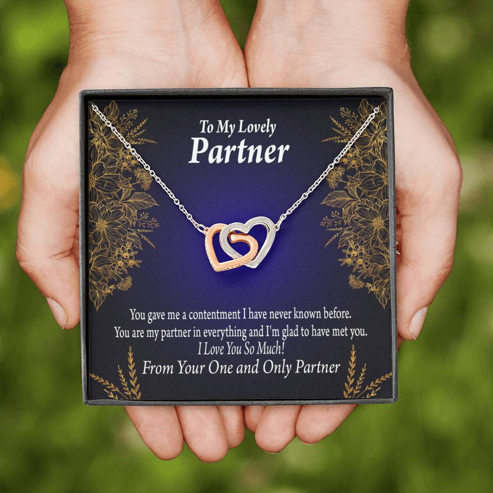 To My Partner In Everything Inseparable Pendant 18k Rose Gold Finish 16� Life Partner Keepsake Card - Interlocking Hearts Necklace