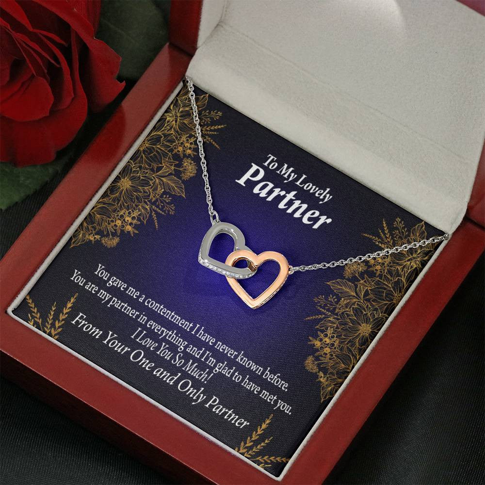 To My Partner In Everything Inseparable Pendant 18k Rose Gold Finish 16� Life Partner Keepsake Card - Interlocking Hearts Necklace