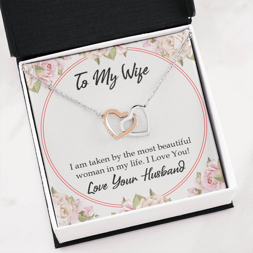Taken By The Most Beautiful Woman Gift To Wife Inseparable Necklace Pendant 18k Rose Gold Finish 16� - Interlocking Hearts Necklace