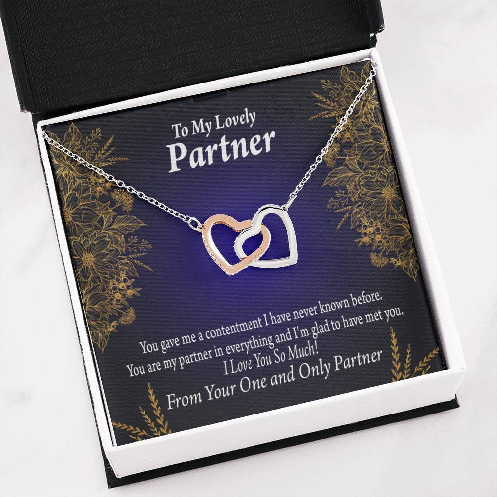 To My Partner In Everything Inseparable Pendant 18k Rose Gold Finish 16� Life Partner Keepsake Card - Interlocking Hearts Necklace
