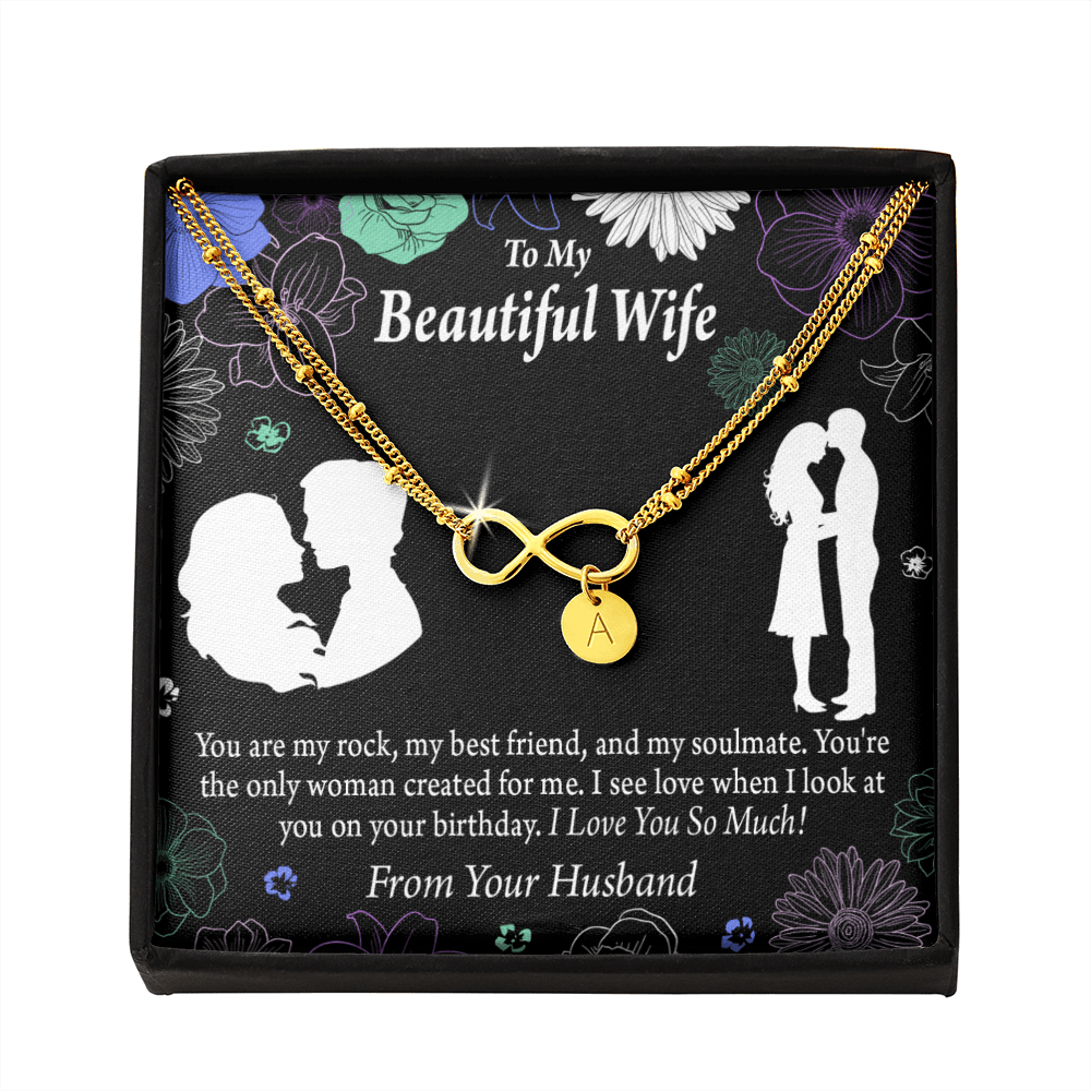 To My Wife My Rock Infinity Bracelet With Initial Charms - Infinity Bracelet