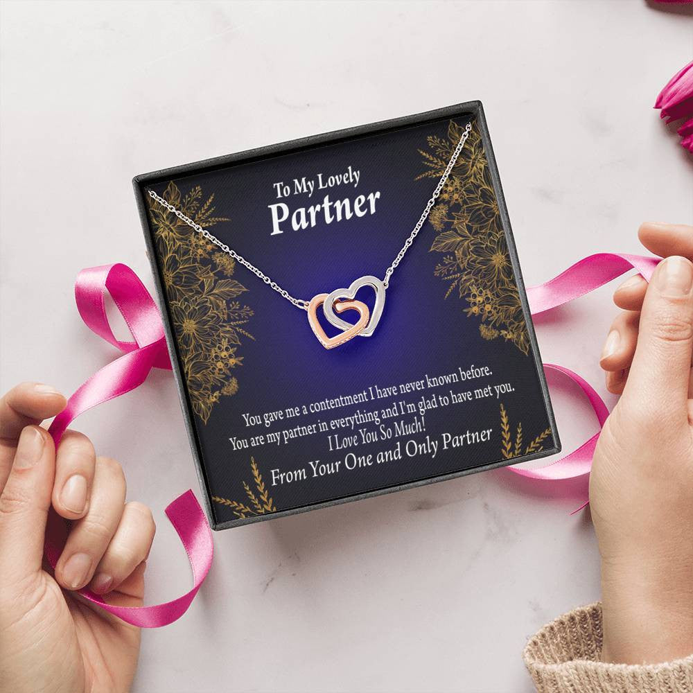 To My Partner In Everything Inseparable Pendant 18k Rose Gold Finish 16� Life Partner Keepsake Card - Interlocking Hearts Necklace