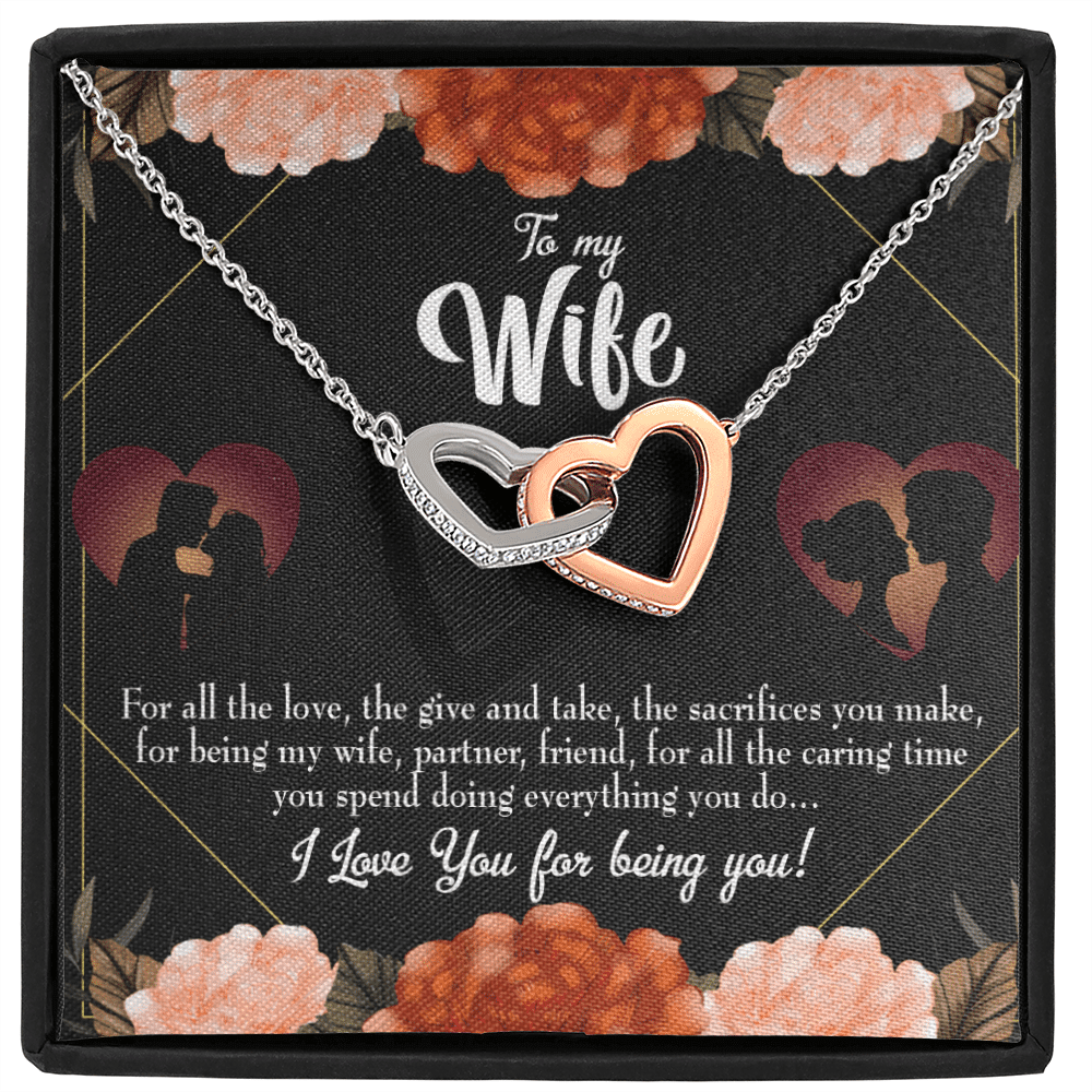 Wife Gift For Wife Birthday Wife Partner Friend Inseparable Love Pendant 18k Rose Gold Finish 16� - Interlocking Hearts Necklace