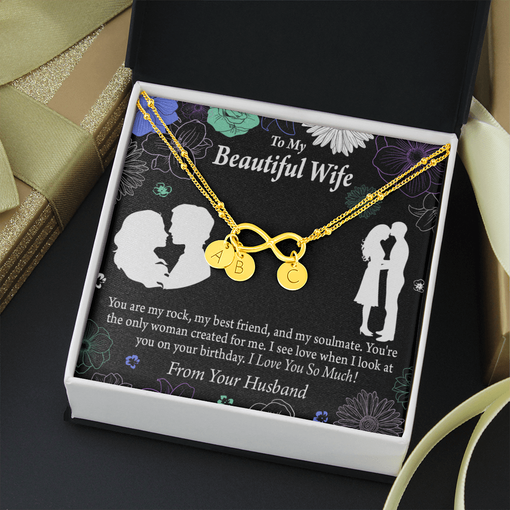 To My Wife My Rock Infinity Bracelet With Initial Charms - Infinity Bracelet