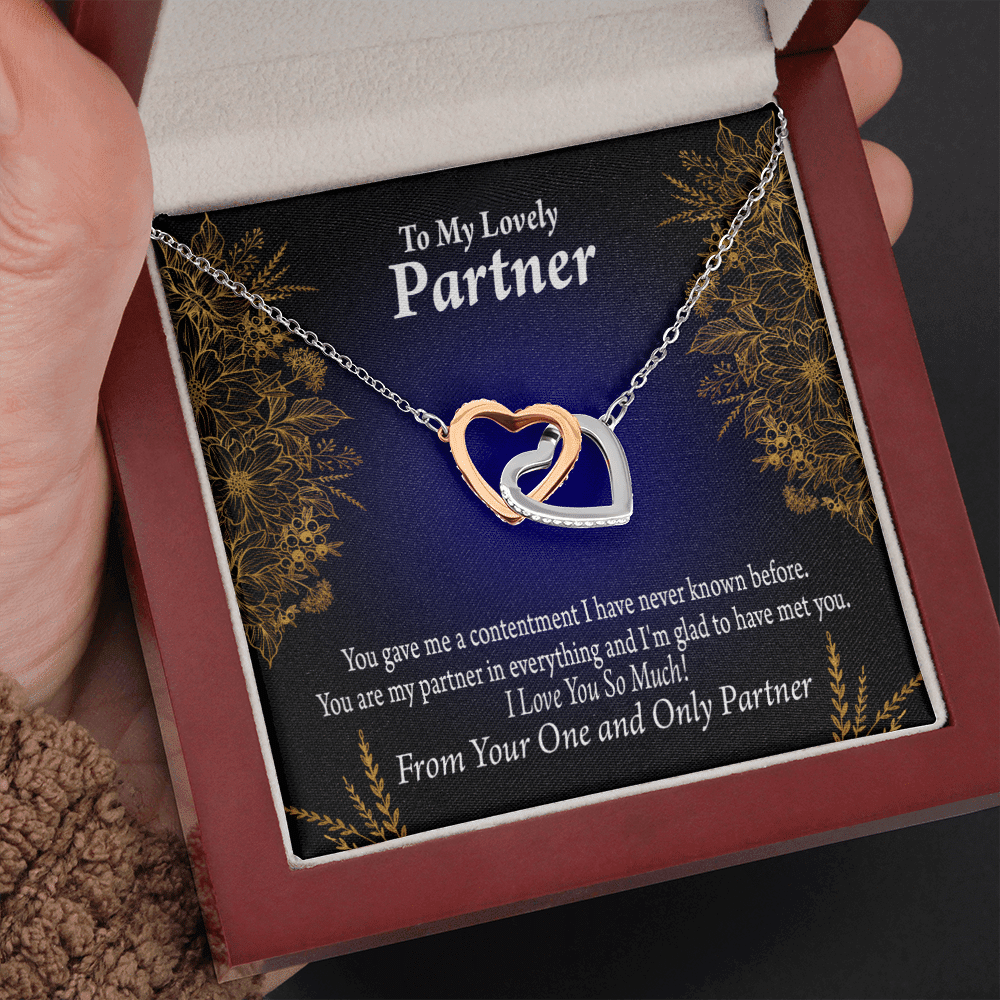To My Partner In Everything Inseparable Pendant 18k Rose Gold Finish 16� Life Partner Keepsake Card - Interlocking Hearts Necklace