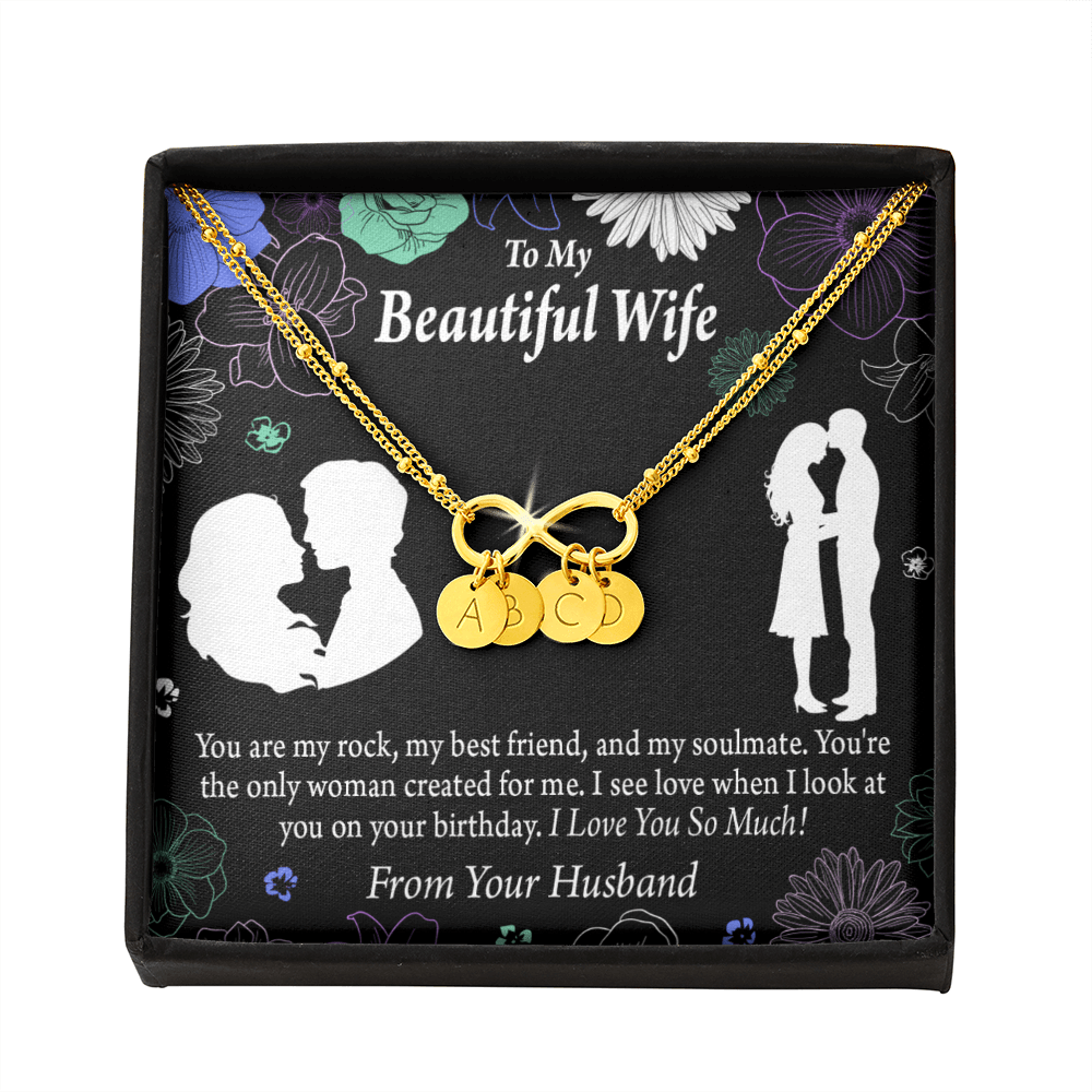To My Wife My Rock Infinity Bracelet With Initial Charms - Infinity Bracelet